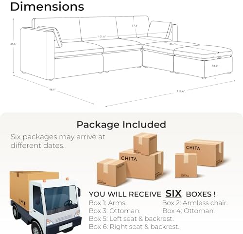 CHITA 112" Modular Sectional Sofa, 5 Seat Modular Couch - Image 2