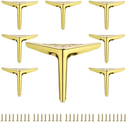 6 inch/15cm Shiny Gold Metal Furniture Legs Set of 8 by Smaxcn