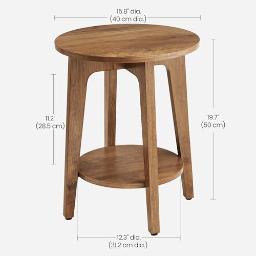 VASAGLE Round Side Table with Lower Shelf, End Table - Image 3