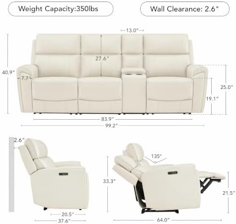 CHITA Genuine Leather Power Reclining Sofa, Recliner - Image 2
