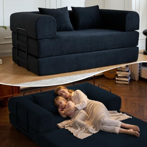 59" Convertible Sofa Bed, Boneless Sleeper Futon Couch by Unknown