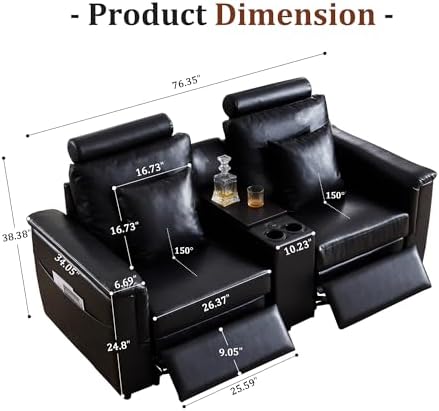 ORRD Power Reclining Sectional Sofa, Electric Loveseat Recliner - Image 2