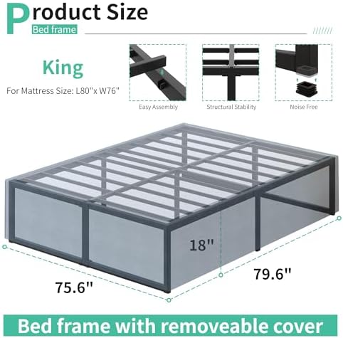 Lutown-Teen 18 Inch King Bed Frame - Image 2