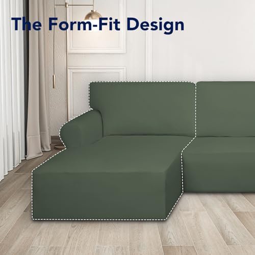 PureFit Stretch Sectional Couch Covers 2 pcs Non Slip L Shape Sofa Cover - Image 5