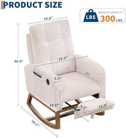 Garvee Upholstered Nursery Rocking Chair Glider Rocker Recliner w/Footrest - Image 2