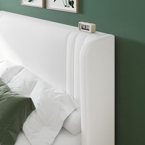Allewie Queen Size Velvet Platform Bed Frame, Tall Wingback Headboard - Image 4
