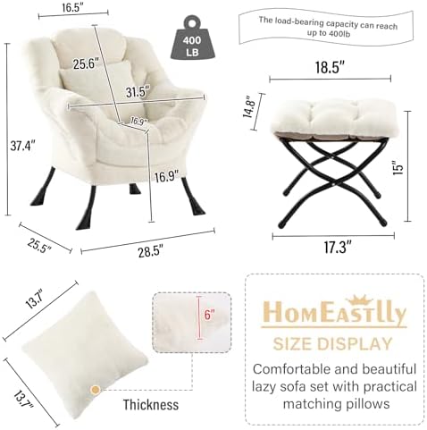 Lazy Chair with Ottoman, Comfy Reading Chair - Image 3