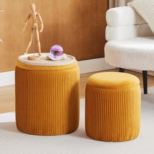 BLEXA Set of 2 Round Storage Ottoman by OUSADOU