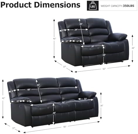 EBELLO Manual Reclining Couch Set - Image 2