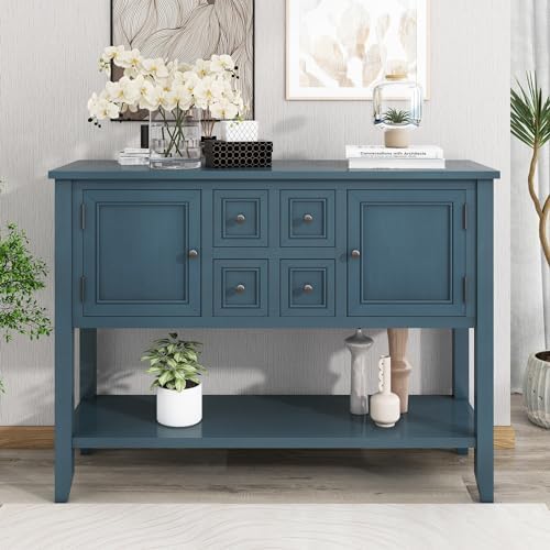 LKTART 44.5" Solid Wood Sideboard Buffet Cabinet, Entryway Console Table by LKTART