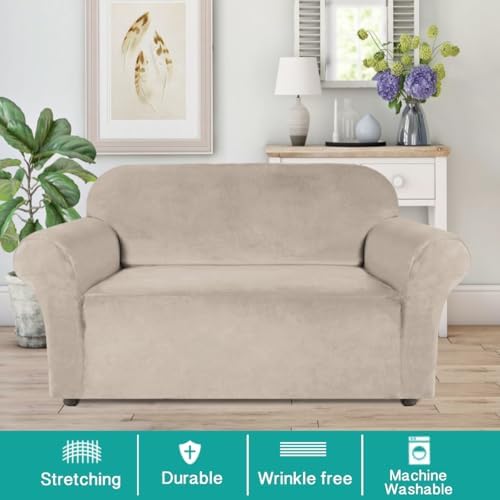 Turquoize Velvet Loveseat Covers Stretch Love Seat Couch Covers - Image 2