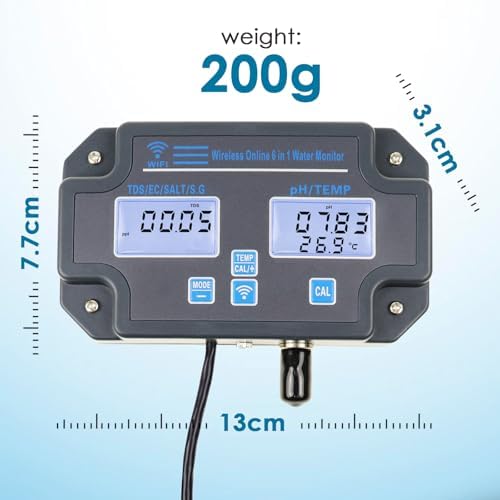 6 in 1 Smart Water Quality Tester, WiFi pH Meter pH, and Temperature - Image 6