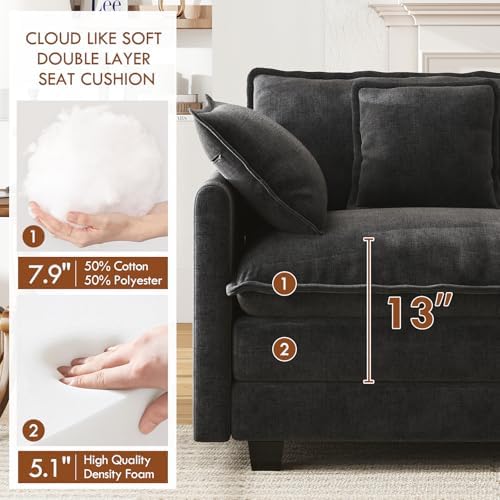 WorthFurni 114" Oversized Modular Sectional Sofa, 5-Seater V Shaped Cloud Couch - Image 3