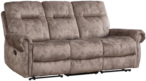 EBELLO Manual 3 Seat Reclining Sofa Couch, Soft Fabric 3 Seater Recliner Couch - Image 7