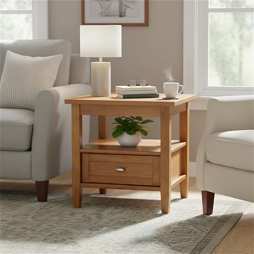 SIMPLIHOME Warm Shaker 20" Wide Solid Wood End Table in Warm Honey Brown by SimpliHome