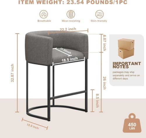 26" H Counter Height Bar Stools Set of 3, Modern Barrel Counter Stools - Image 2