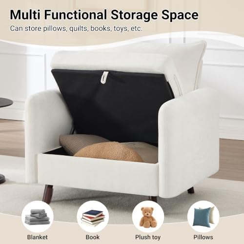 Oversized Accent Chair with Storage, Chenille Comfy Living Room Chairs with 2 - Image 3