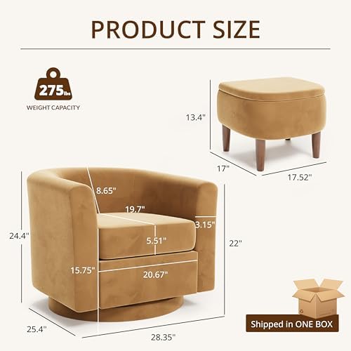 360° Swivel Accent Chair with Storage Ottoman - Image 2