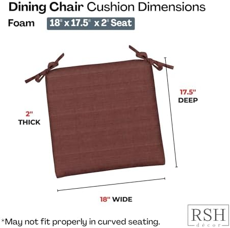 RSH DECOR: Sunbrella Foam Chair Cushions Set of 2 | 18" x 17.5" x 2" | - Image 3