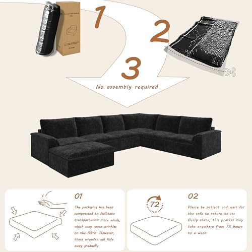 EASE MOOSE Boneless Couches, Cloud Couch Sectional - Image 3