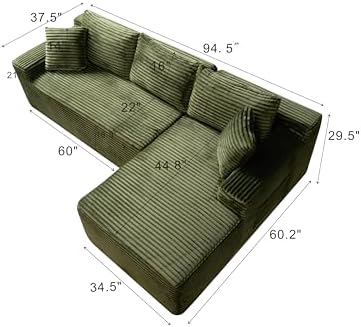 95" L-Shaped Right Facing Cloud Sectional Couch - Image 2
