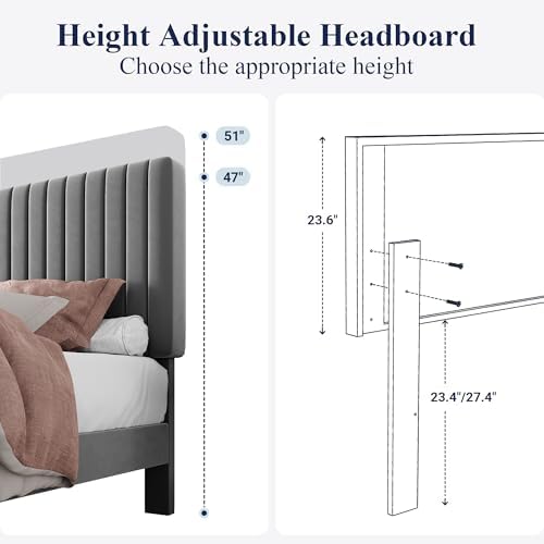 Allewie Full Bed Frame, Velvet Upholstered Platform Bed - Image 6