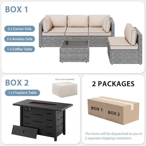Shintenchi 6 Piece Outdoor Patio Furniture Set - Image 7