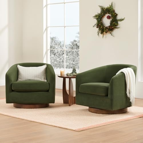 CHITA Swivel Accent Chair, FSC Wood Frame, Fully Assembled, Forest Green - Image 5