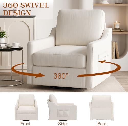 360° Swivel Accent Chair with High Back & Lumbar Support, Deep Seat - Image 3