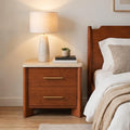 Nightstand with 2 Drawers, Marble Top Night Stand, 23.6” Bedside Table by Lab+Cosi