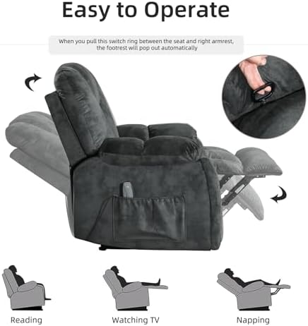 EBELLO 2 Piece Reclining Living Room Set, Soft Fabric Manual Recliner Sofa - Image 4
