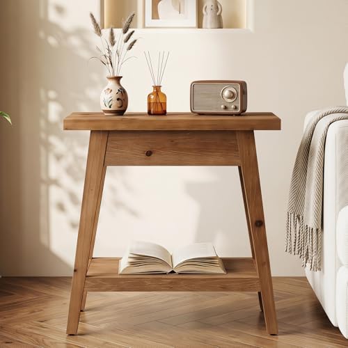 End Table for Living Room, 2-Tier Solid Wood Side Table - Image 6