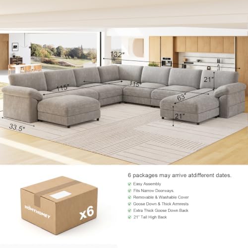 Oversized Sectional Couches for Living Room, Modular L Shaped Cloud Sofa - Image 2