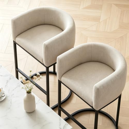 26" H Counter Height Bar Stools Set of 3, Modern Barrel Counter Stools - Image 4