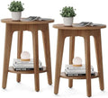 VASAGLE Round Side Table with Lower Shelf, End Table by VASAGLEbySONGMICSHOME
