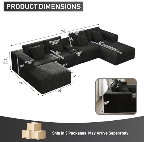 ONEMMLION 151" Oversized Cloud Sectional Couch - Image 2