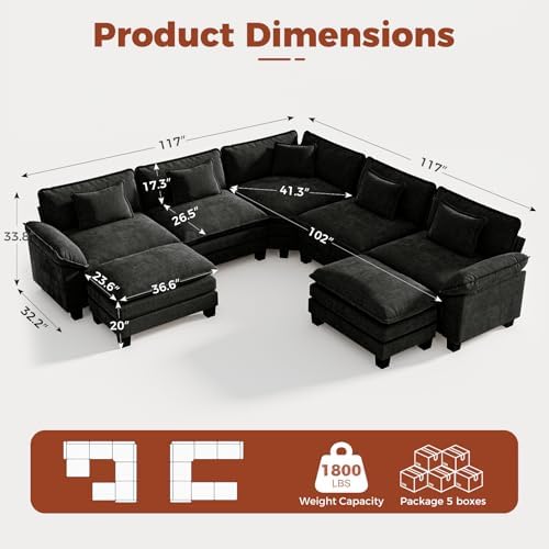 CDCASA 117" Oversized Modular Sectional Sofa - Image 2