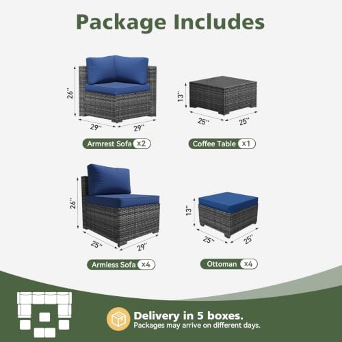 Aoxun Patio Furniture Sets, 11-Piece Outdoor Furniture - Image 3