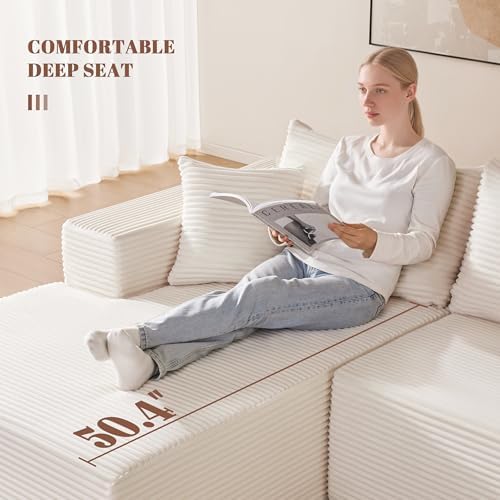 Mangodan 140” Cloud Sectional Couch, Modular Sectional Sofa - Image 5