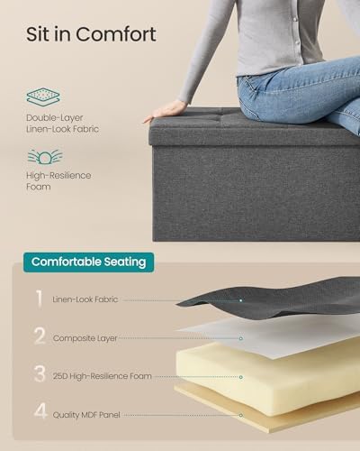 SONGMICS 43.3 Inches Folding Storage Ottoman Bench, Load 660 lb - Image 5