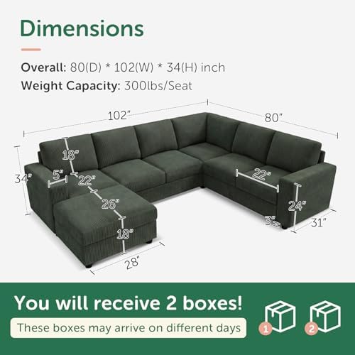 HONBAY Corduroy Sectional Sofa - Image 2