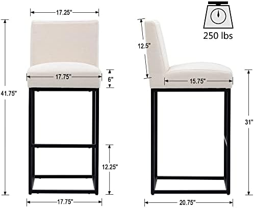 VESCASA Linen 31 inches Bar Height Bar Stools - Image 2