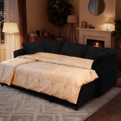 84" Corduroy Upholstered Sofa Bed w/Adjustable Backrests - Image 7