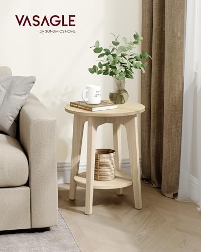 VASAGLE Round Side Table with Lower Shelf, End Table - Image 2