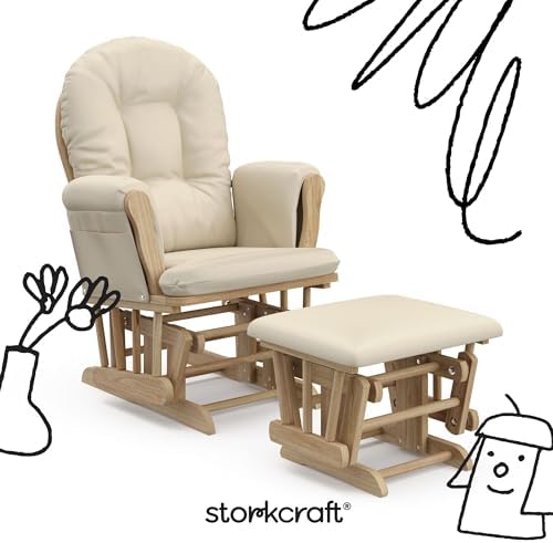 Storkcraft Premium Hoop Glider & Ottoman, Natural/Beige - Image 3