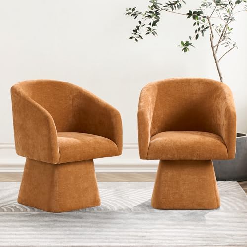 Swivel Modern Accent Chair, Luxury Fabric Upholstered Makeup Chair Comfy Barrel by HomePage