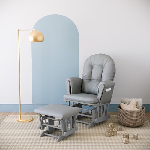 Storkcraft Premium Hoop Glider & Ottoman, Pebble Gray/Light Gray - Image 2