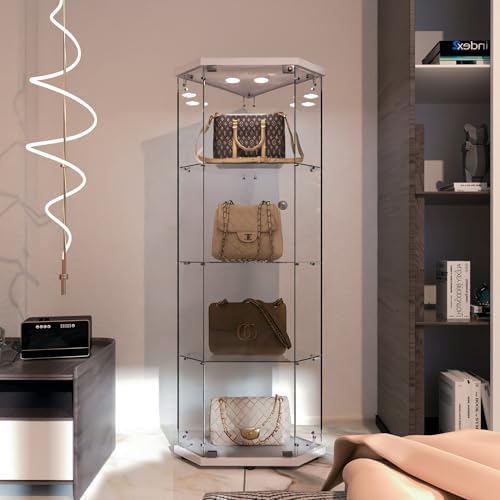LFT HUIMEI2Y 4-Tier Glass Corner Cabinet by LFTHUIMEI2Y