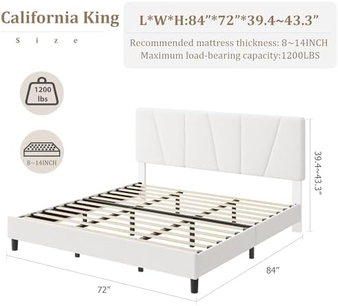 IDEALHOUSE California King Size Upholstered Bed Frame - Image 2