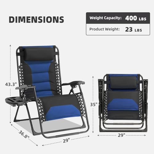 Zero Gravity Chair Set of 4 Oversized Folding Recliner, Padded Anti Gravity - Image 3